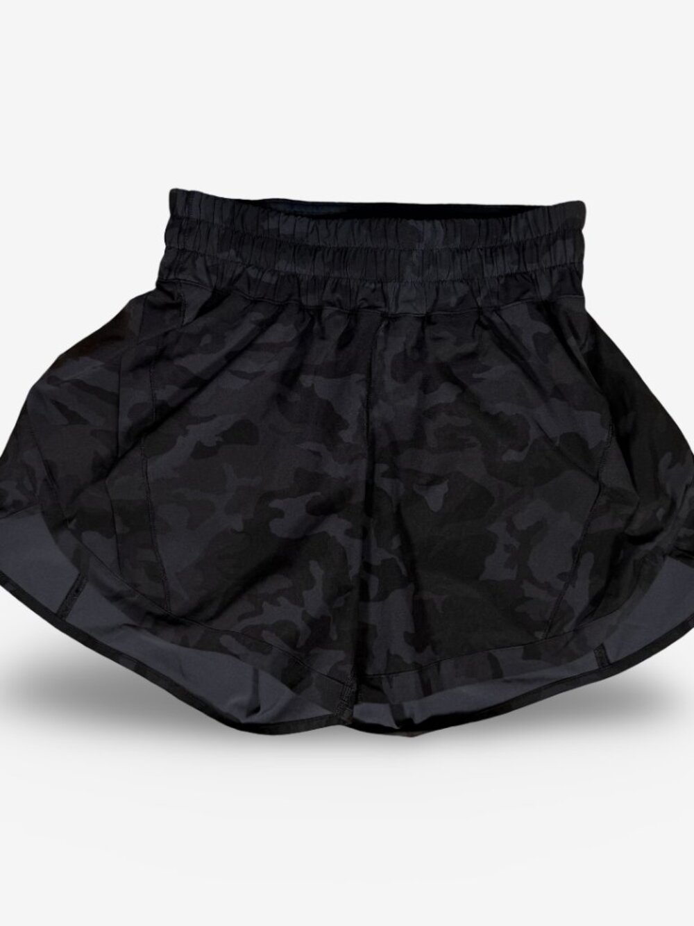 Lululemon High-Rise Running Sport Black Camo Shorts